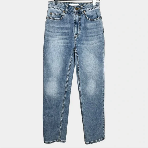 ZIMMERMAN Light Blue Denim Straight Leg Jeans Size 24 non distressed designer - Picture 1 of 6